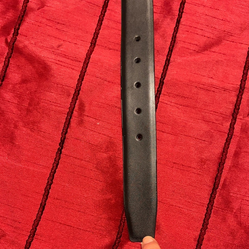 Duchamp Black Belt with Silver Buckle mens 42 waist leather - Picture 4 of 7